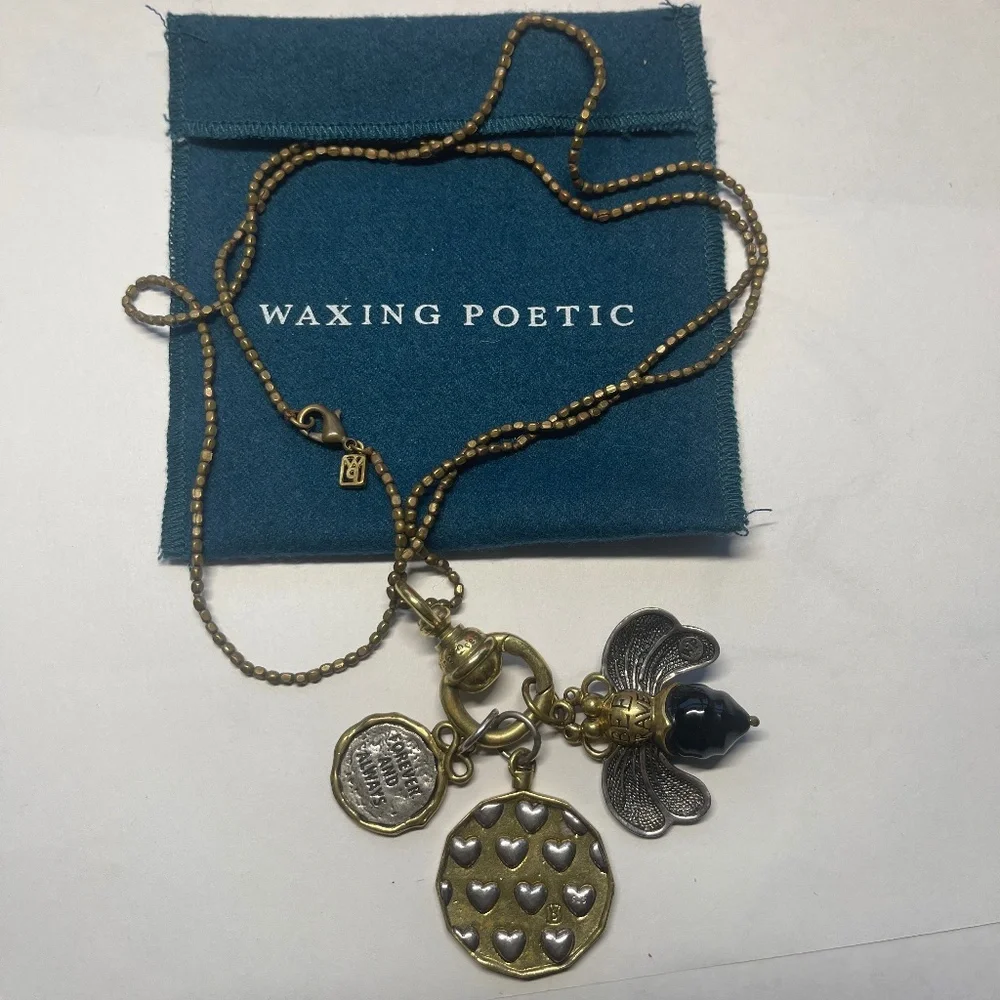 Waxing Poetic Charm Holder Necklace & 3 Charms - Picture 2 of 10